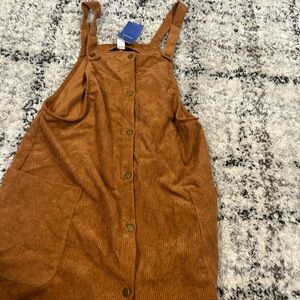 Brown Corduroy Button-Down Dress